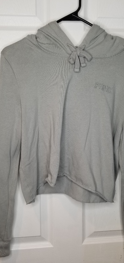 Gray PINK Cropped Hoddie